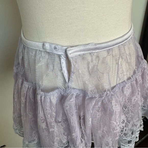 Vintage periwinkle blue Lavender Lace Mini Skirt tutu Fairycore pastel OS - Picture 6 of 7